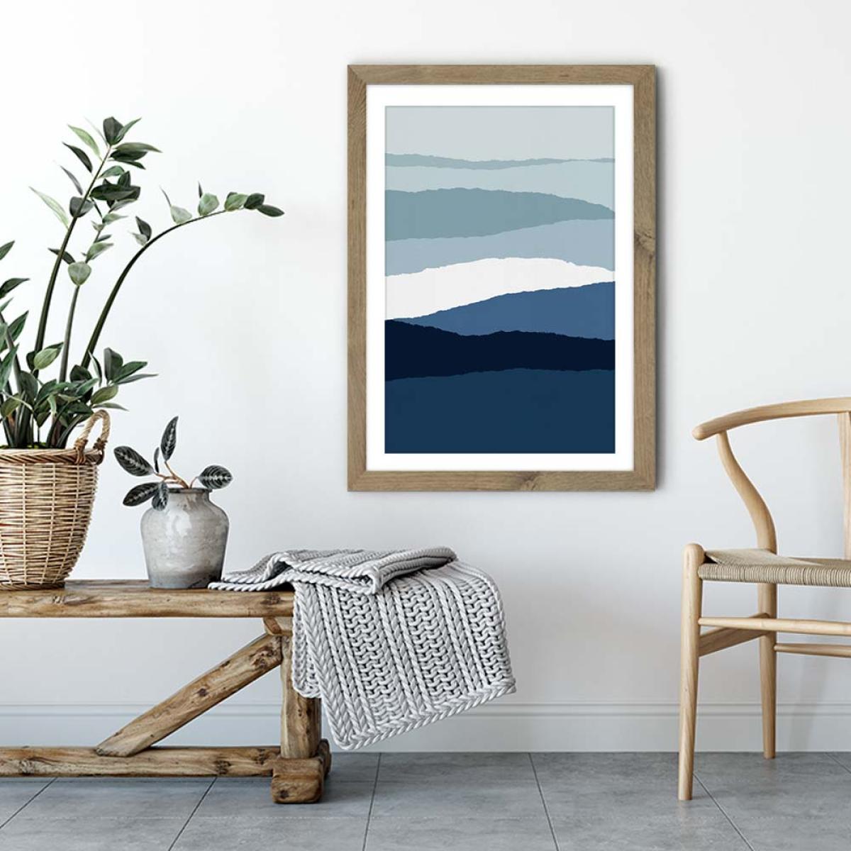 Blue Abstract II Art Print Oak Frame – image 4