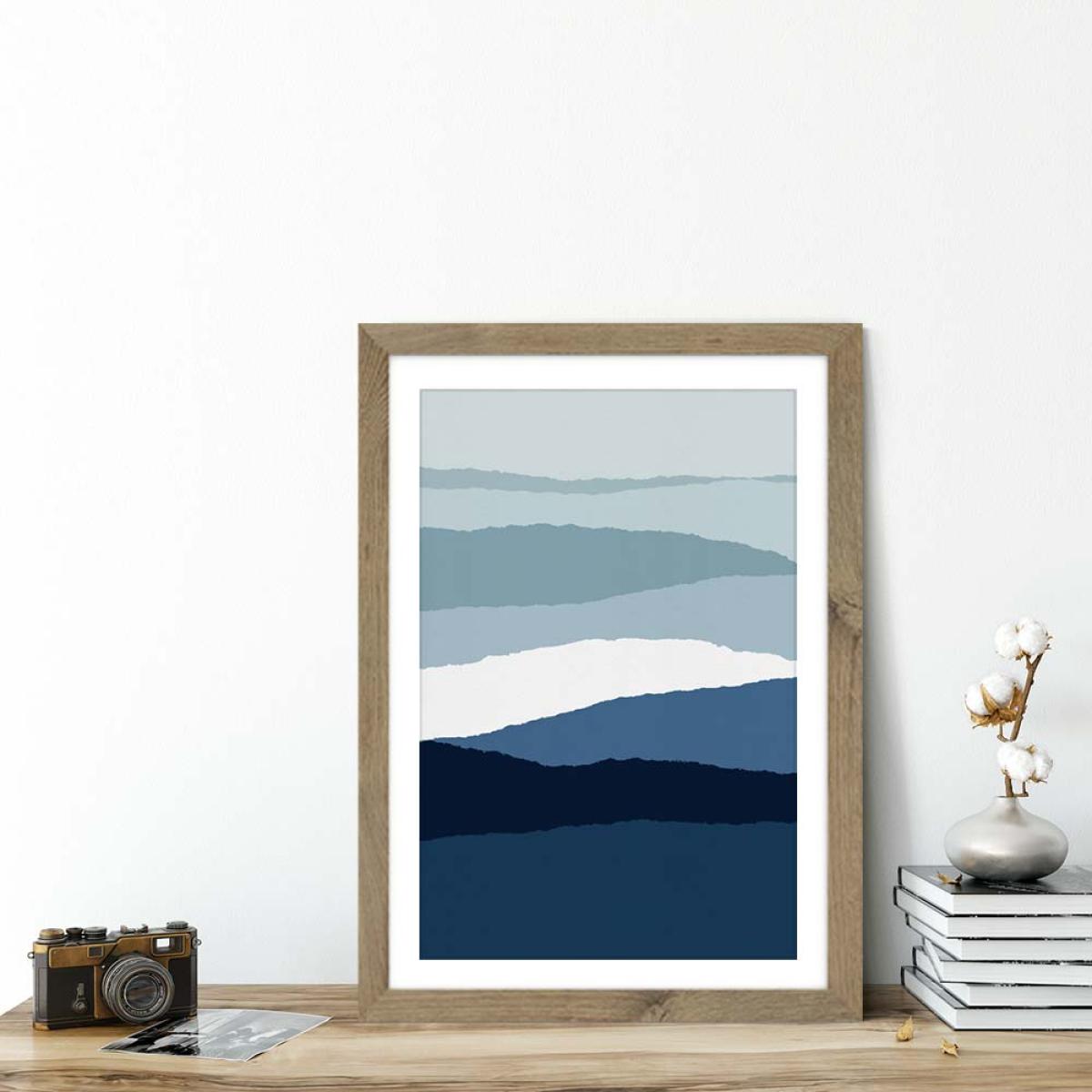 Blue Abstract II Art Print Oak Frame – image 5