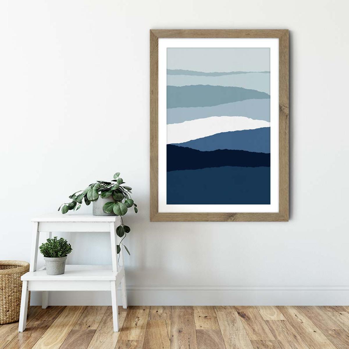 Blue Abstract II Art Print Oak Frame – image 6