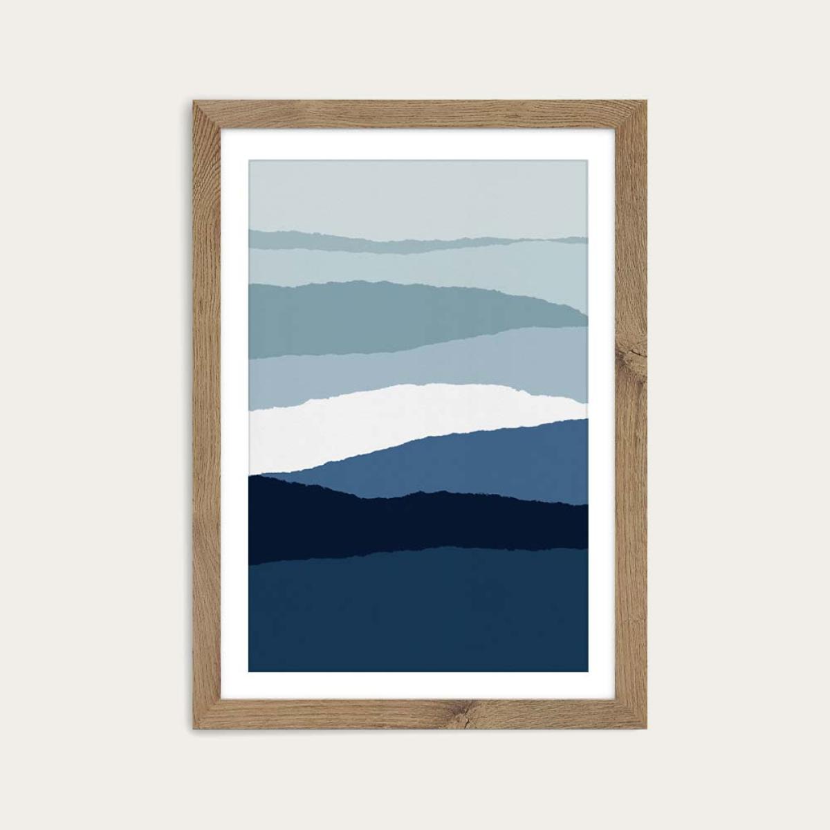 Blue Abstract II Art Print Oak Frame – image 1