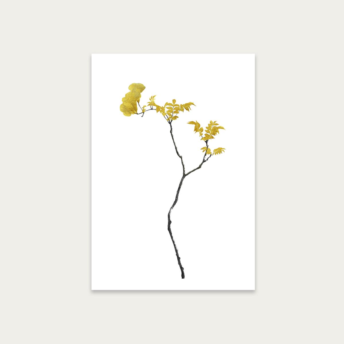 Flower Minimal Black and Gold 1 Art Print Unframed