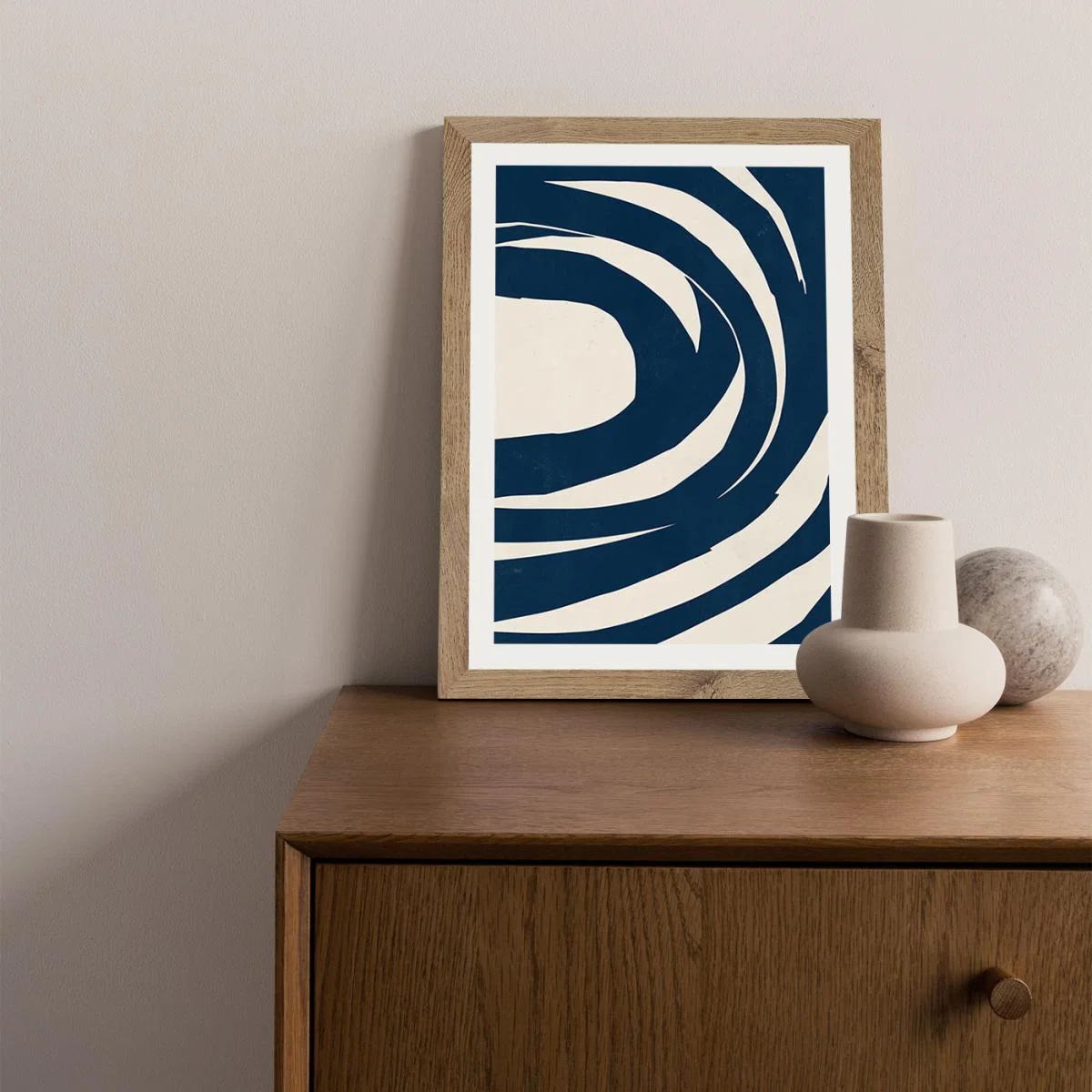 Swirls No 01 Art Print Oak Frame – image 2