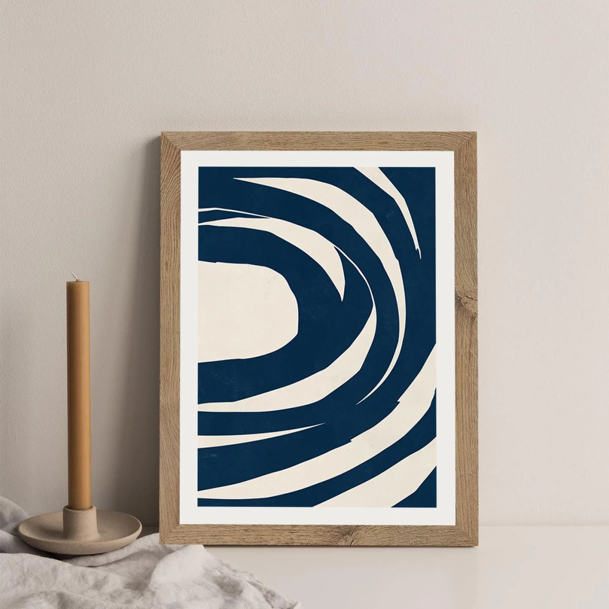 Swirls No 01 Art Print Oak Frame – image 3