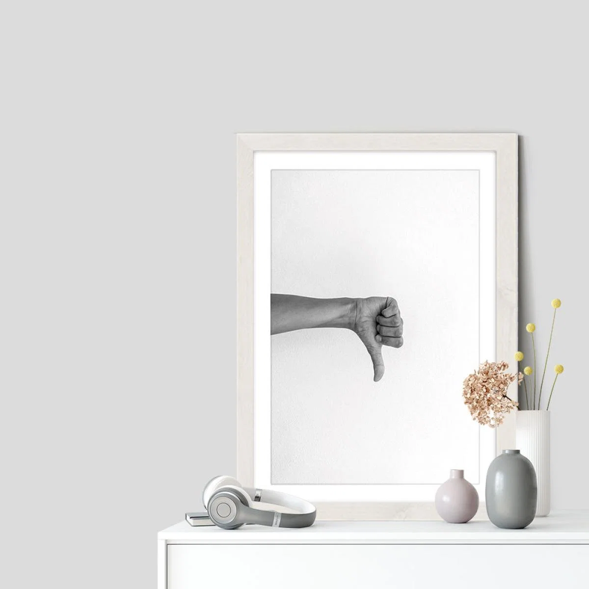 Hands 2 – Flop Art Print White Frame – image 2