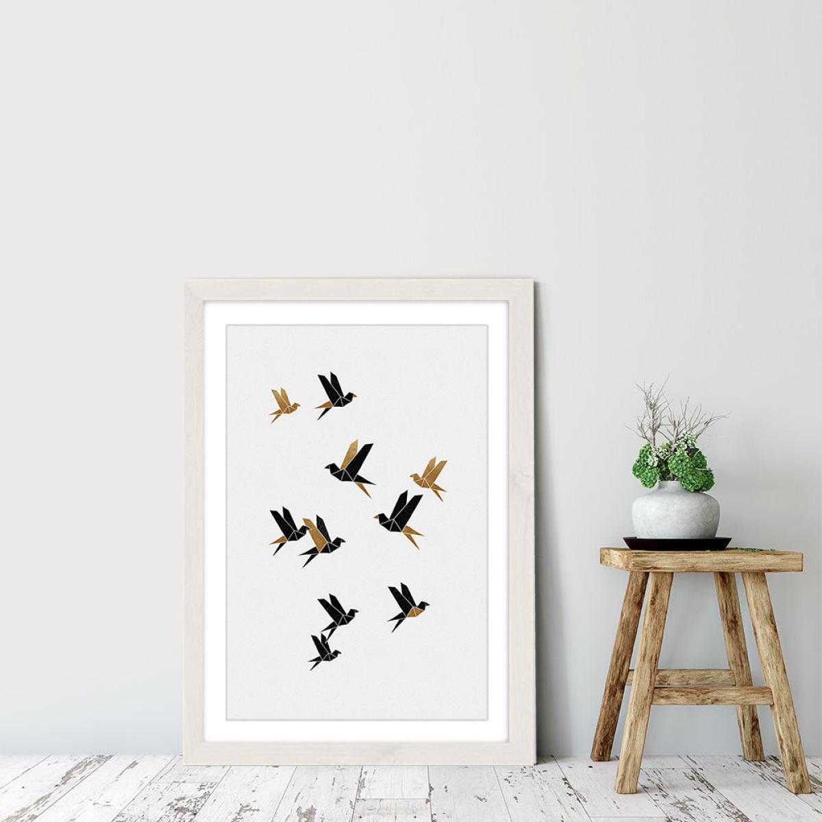 Origami Birds Collage I Art Print White Frame – image 5