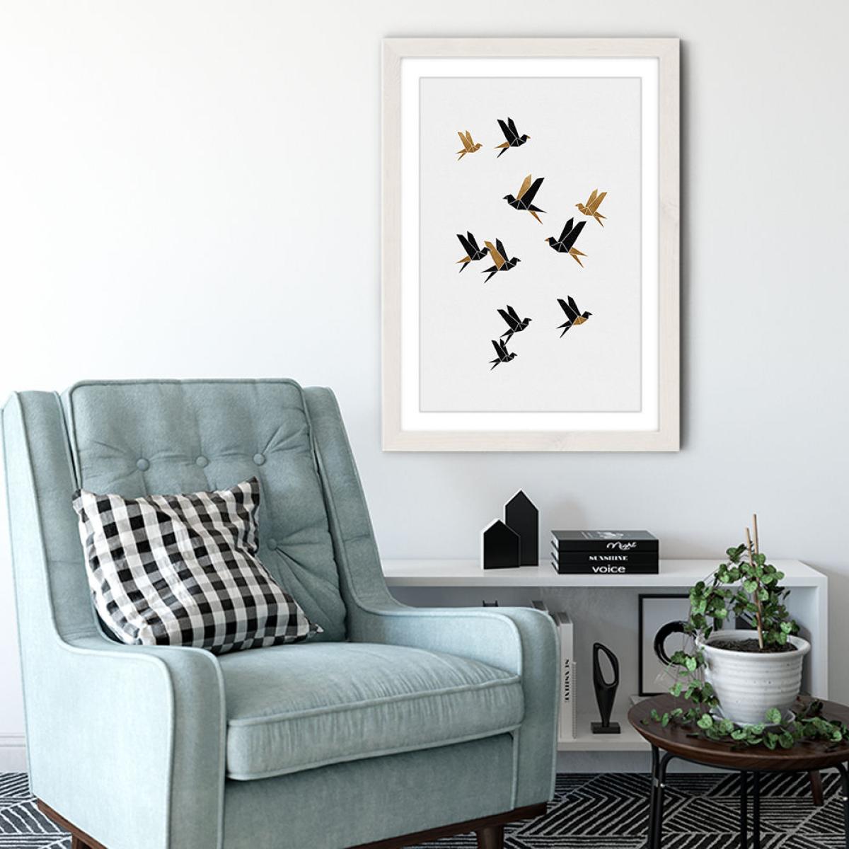 Origami Birds Collage I Art Print White Frame – image 6