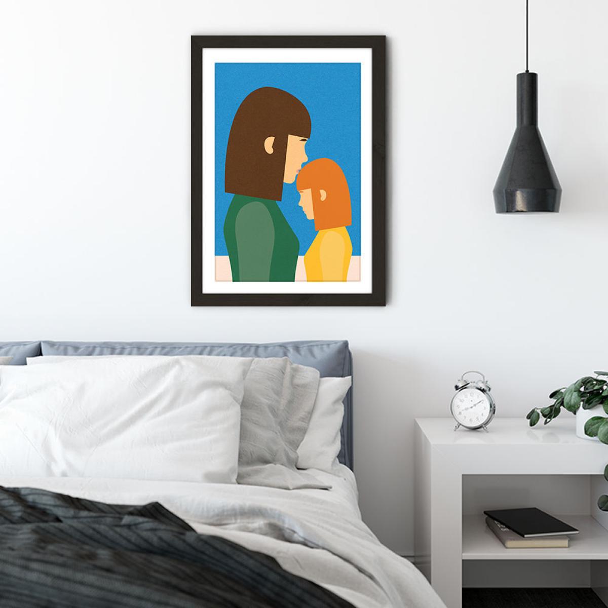 Mum And Daughter Brown Red Art Print Black Frame – image 4