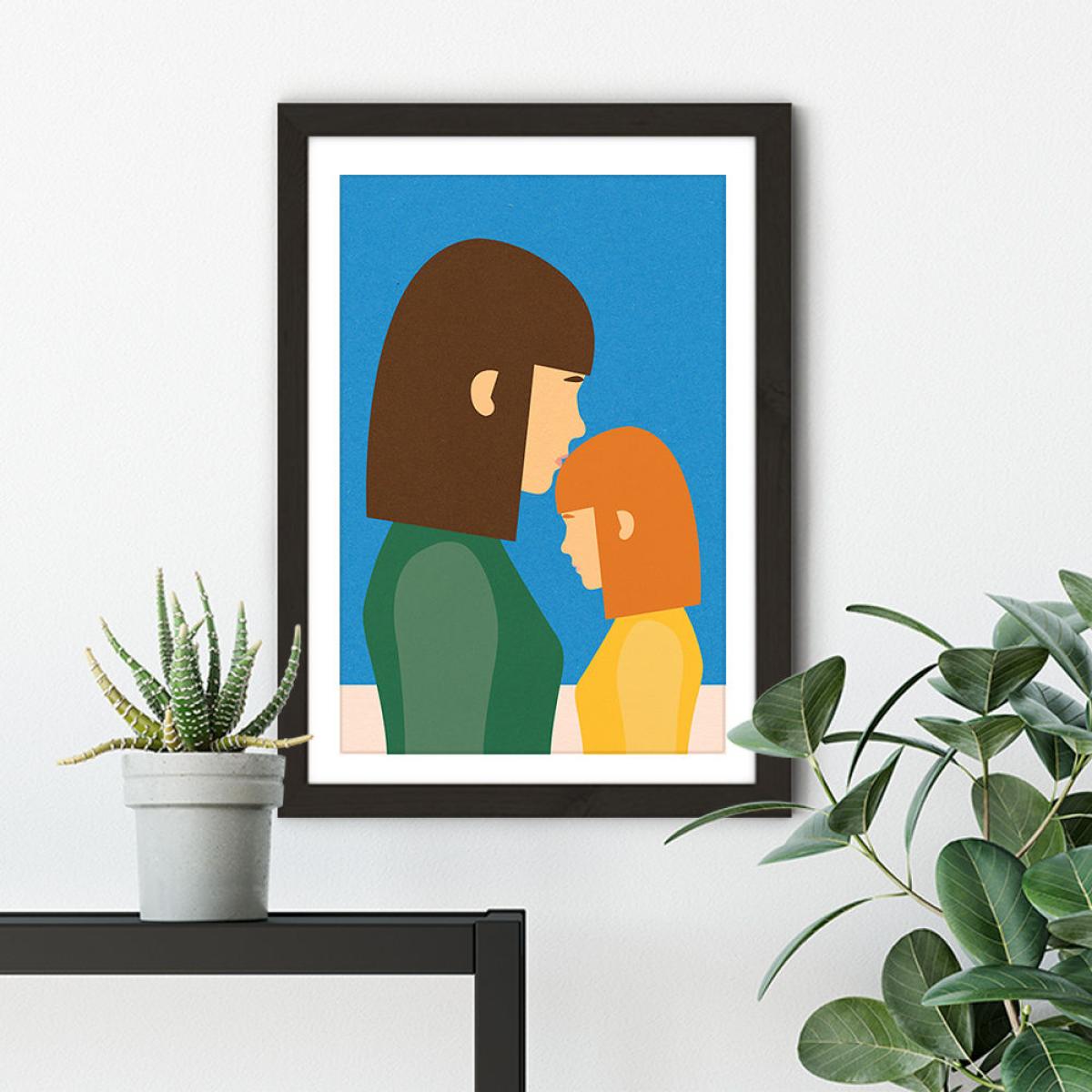 Mum And Daughter Brown Red Art Print Black Frame – image 6
