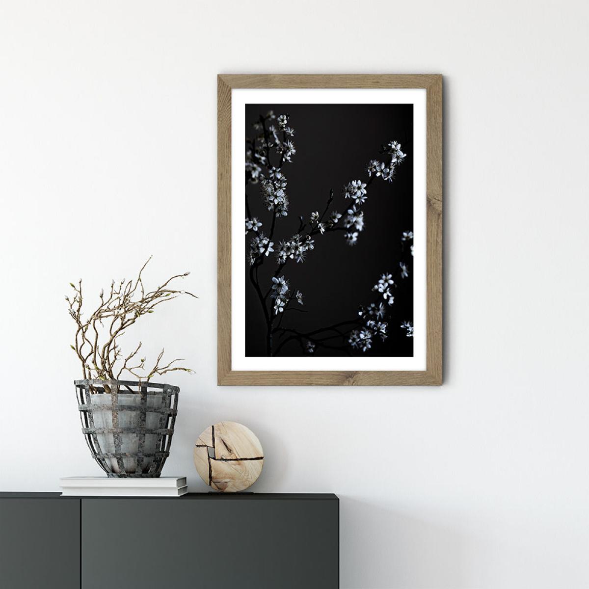 Moody Flower Beauty Art Print Oak Frame – image 2