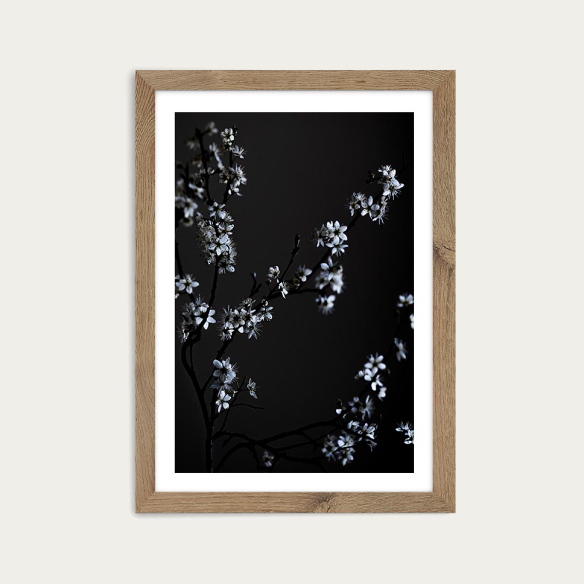 Moody Flower Beauty Art Print Oak Frame – image 1
