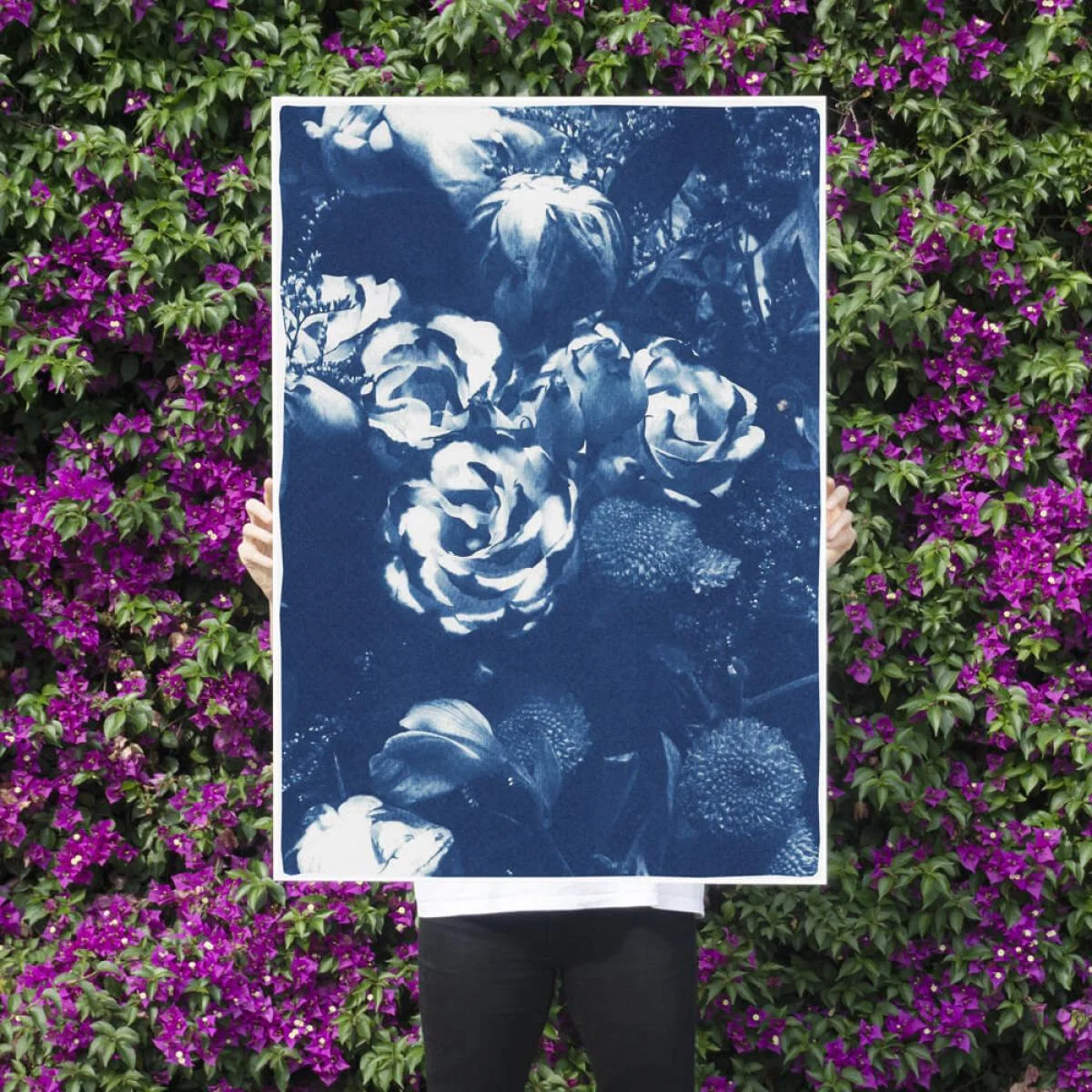 Blue Flowers Bouquet Handmade Cyanotype Art Print – image 2