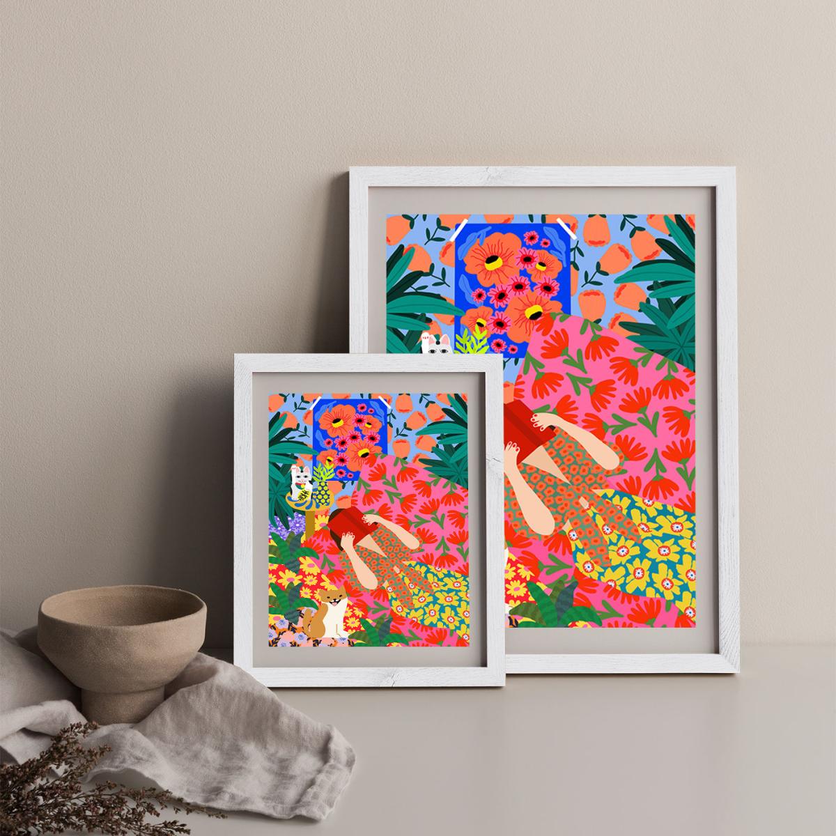 Girl With Book Art Print White Frame – image 11