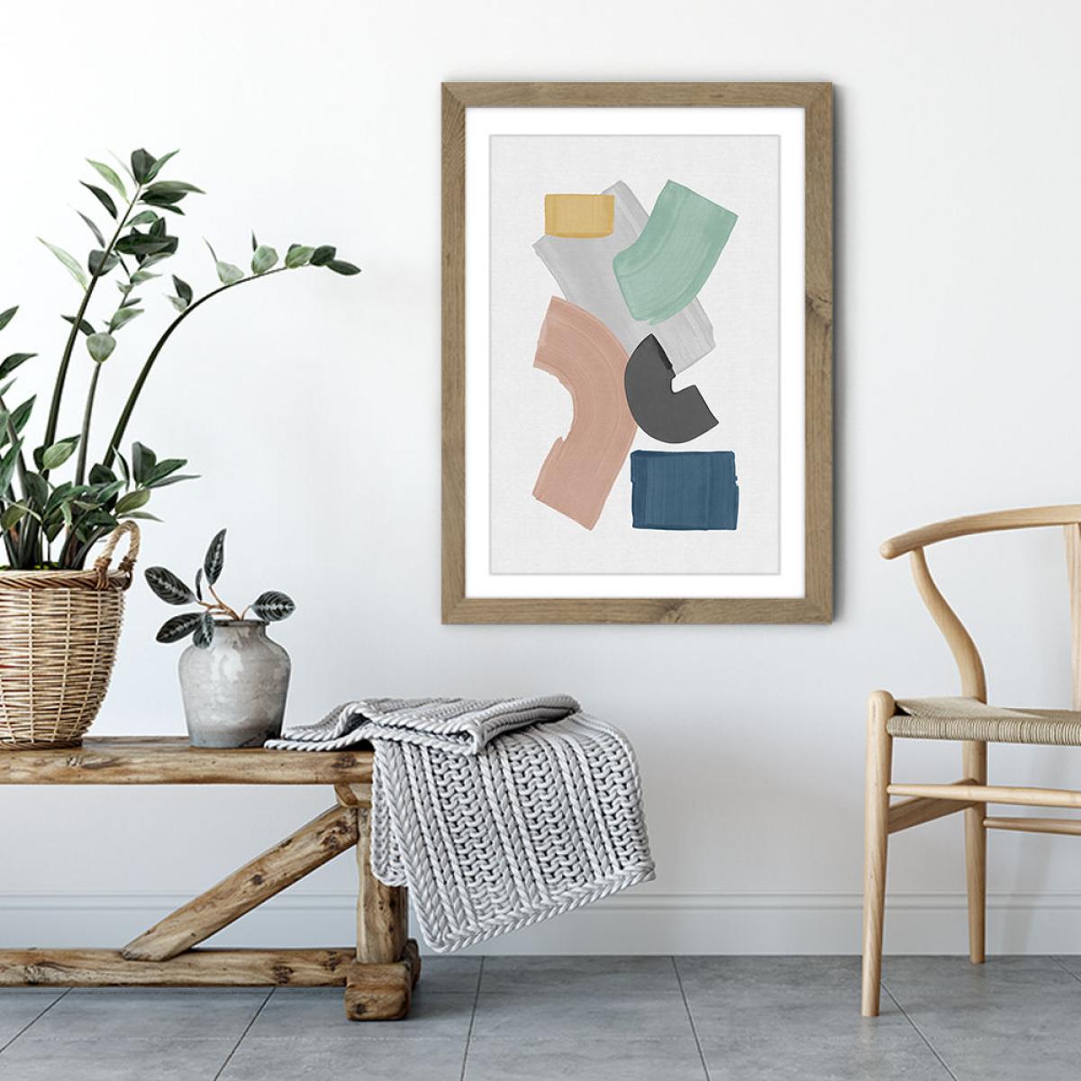 Pastel Paint Blocks Art Print Oak Frame – image 4