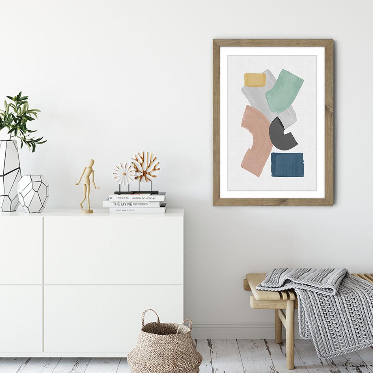 Pastel Paint Blocks Art Print Oak Frame – image 5
