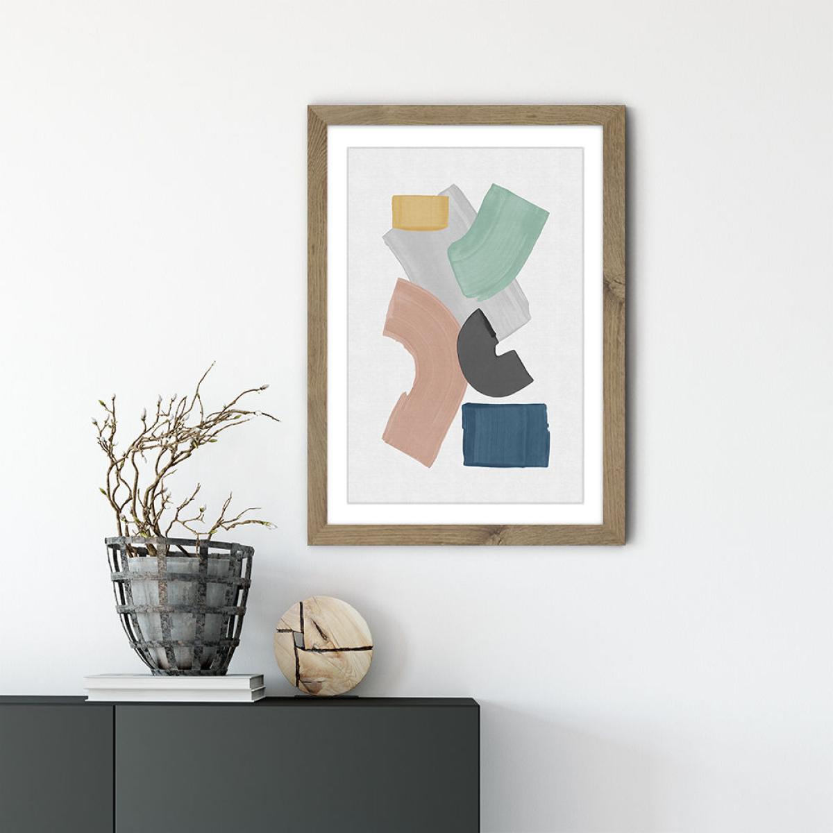 Pastel Paint Blocks Art Print Oak Frame – image 6