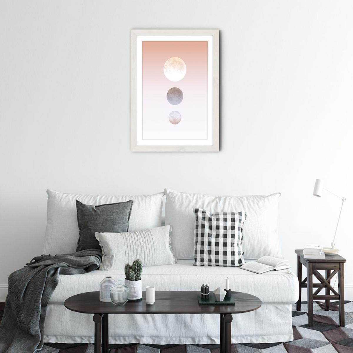 Moon Triplet Art Print White Frame – image 2