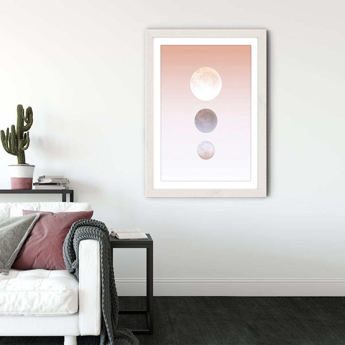 Moon Triplet Art Print White Frame – image 3