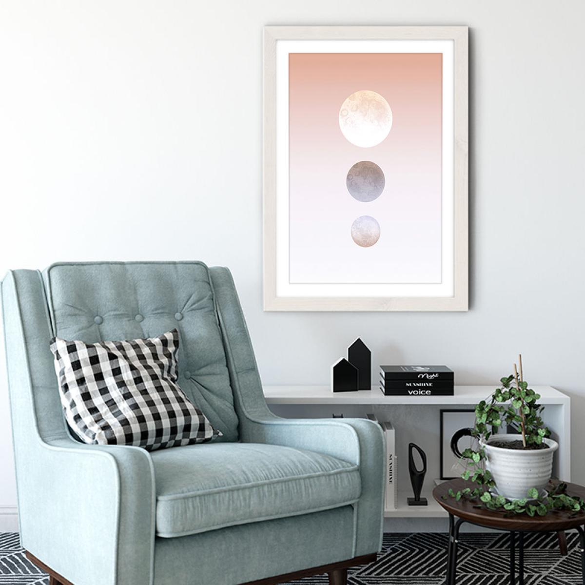 Moon Triplet Art Print White Frame – image 4
