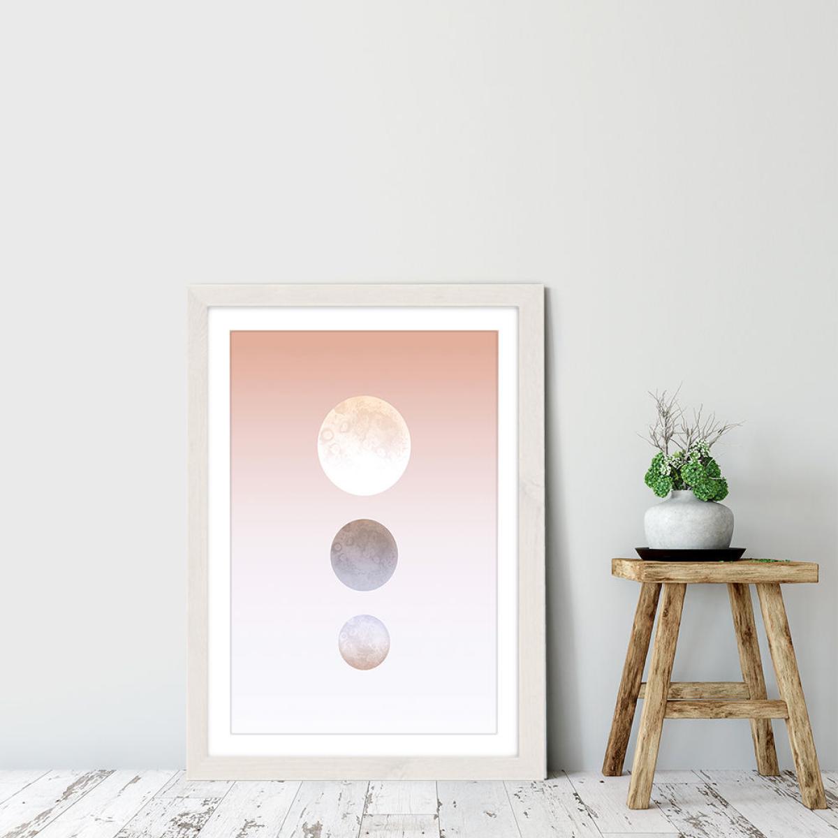 Moon Triplet Art Print White Frame – image 6
