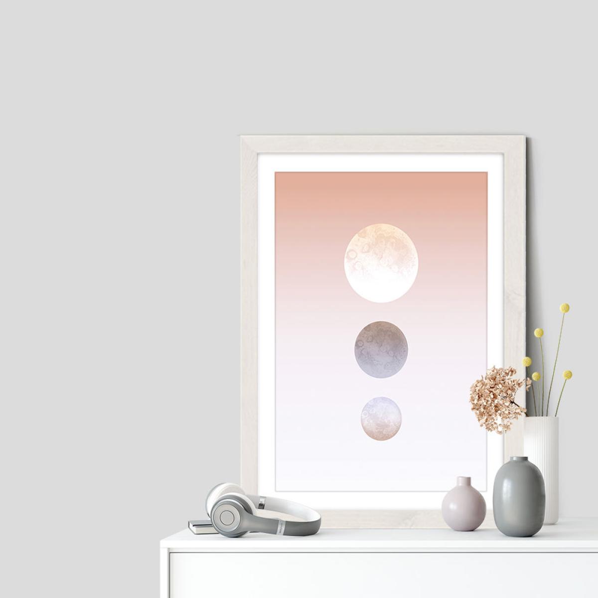 Moon Triplet Art Print White Frame – image 7