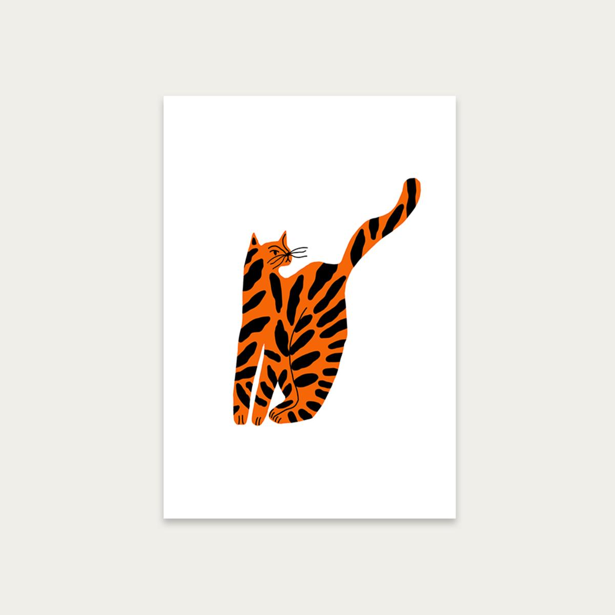 Orange Cat Art Print Unframed