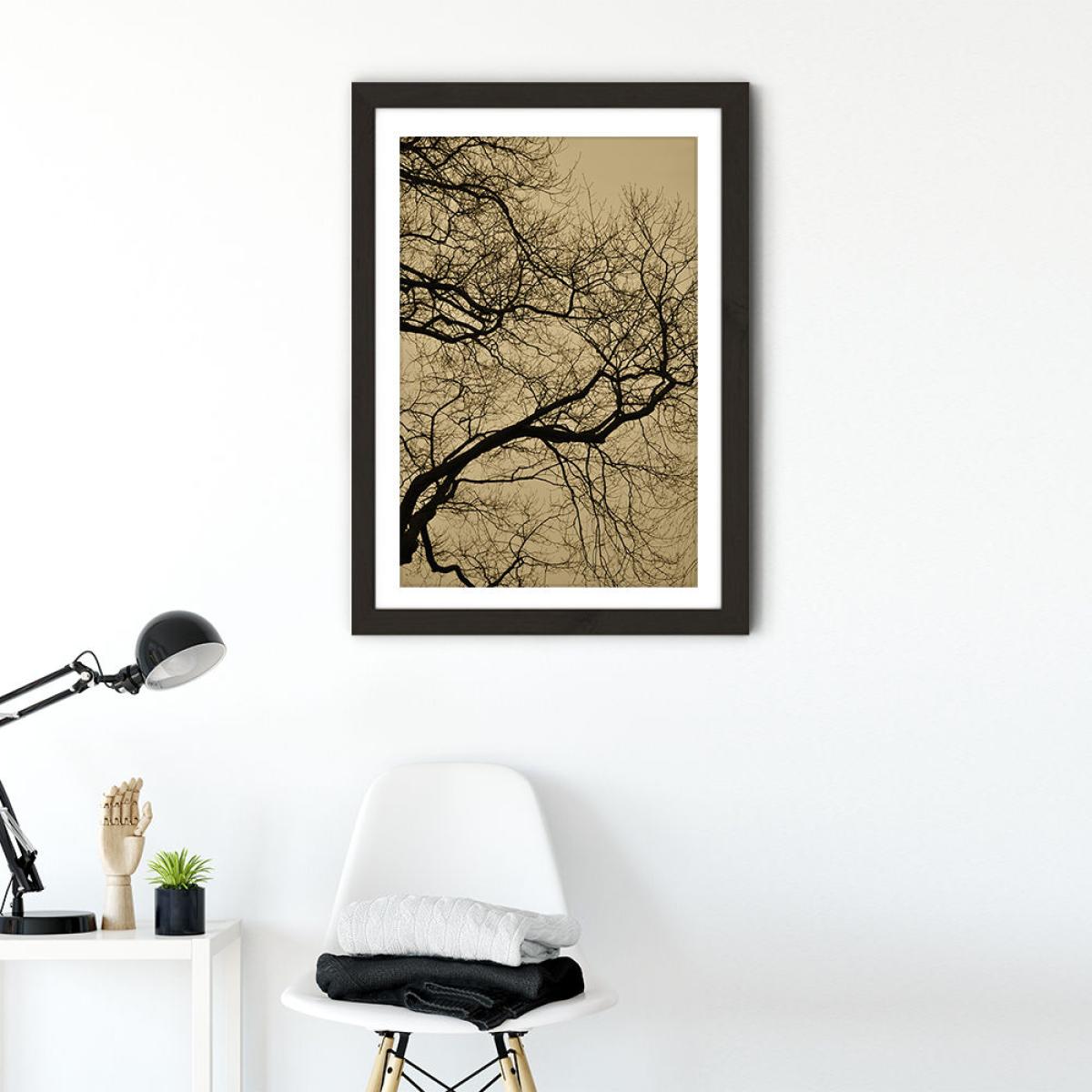 Golden Hour Abstract Branches Art Print Black Frame – image 2