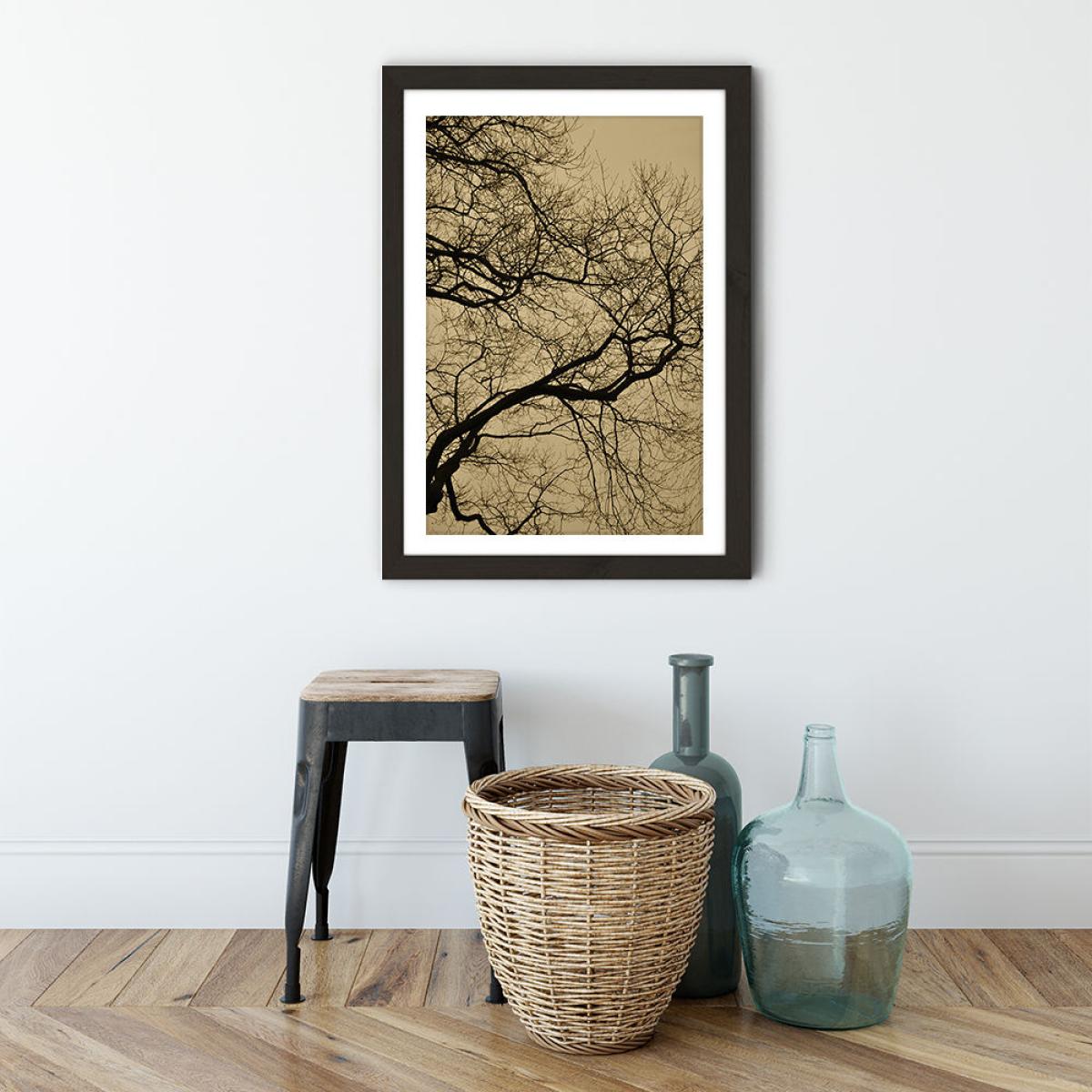 Golden Hour Abstract Branches Art Print Black Frame – image 3
