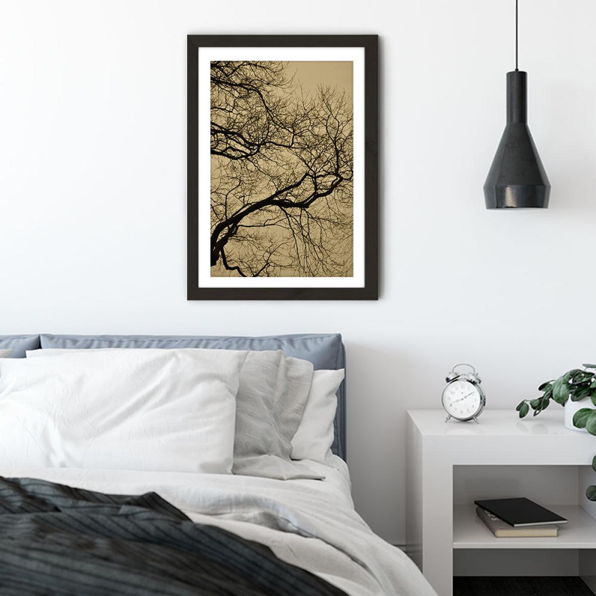 Golden Hour Abstract Branches Art Print Black Frame – image 4