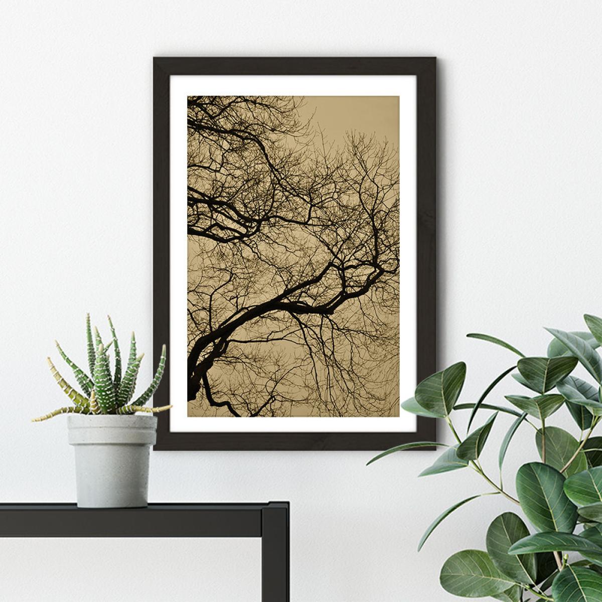 Golden Hour Abstract Branches Art Print Black Frame – image 5