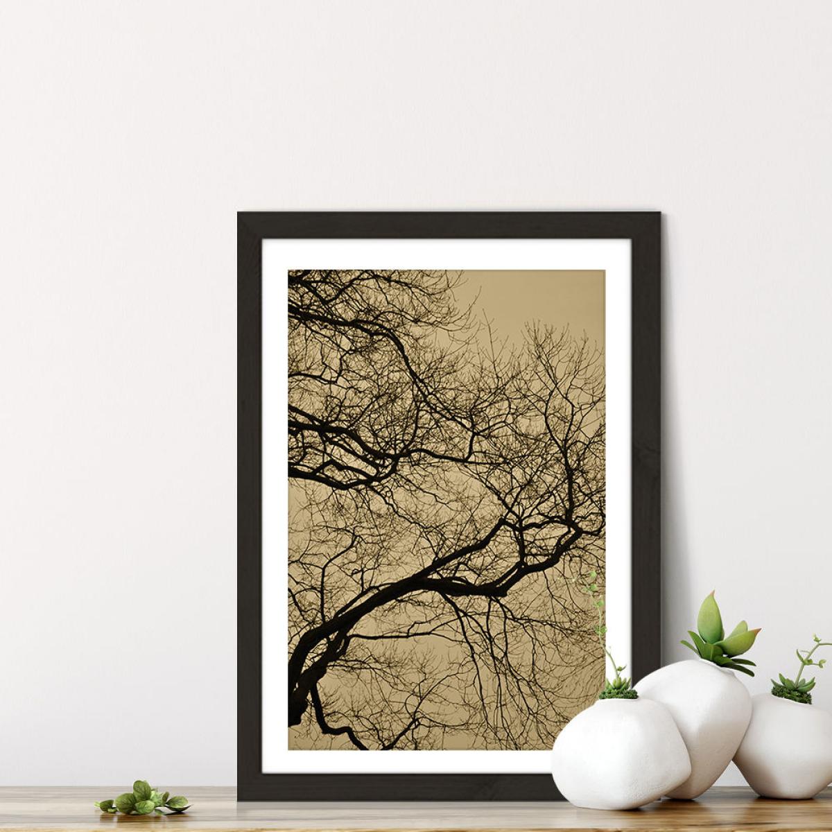 Golden Hour Abstract Branches Art Print Black Frame – image 7