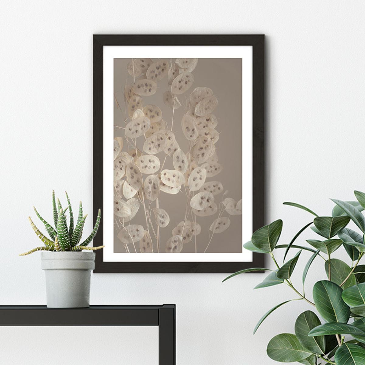 Cream Grey Confetti Plant Art Print Black Frame – image 5