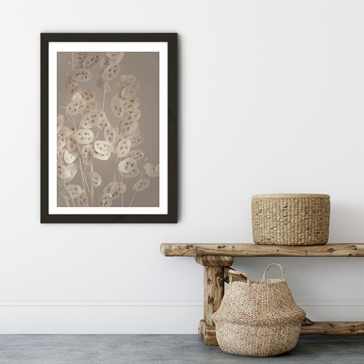 Cream Grey Confetti Plant Art Print Black Frame – image 6