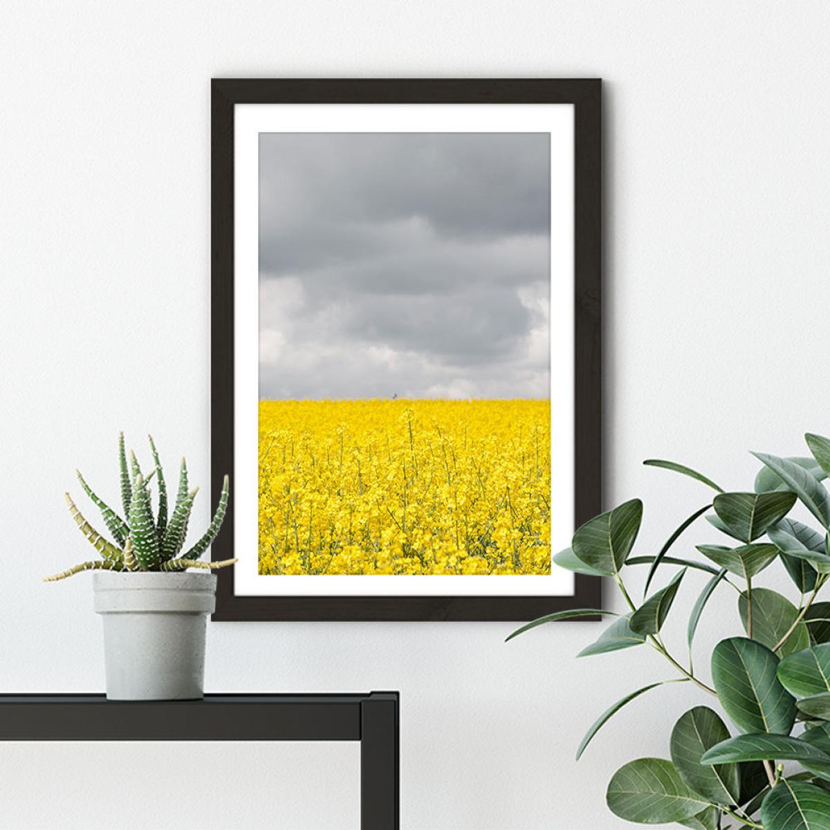Grey and Yellow Fields Art Print Black Frame – image 5