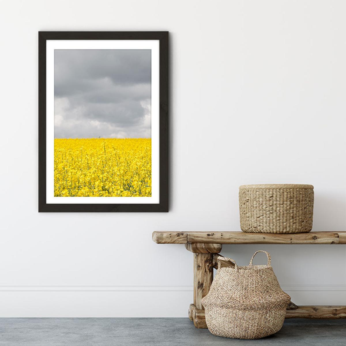 Grey and Yellow Fields Art Print Black Frame – image 6