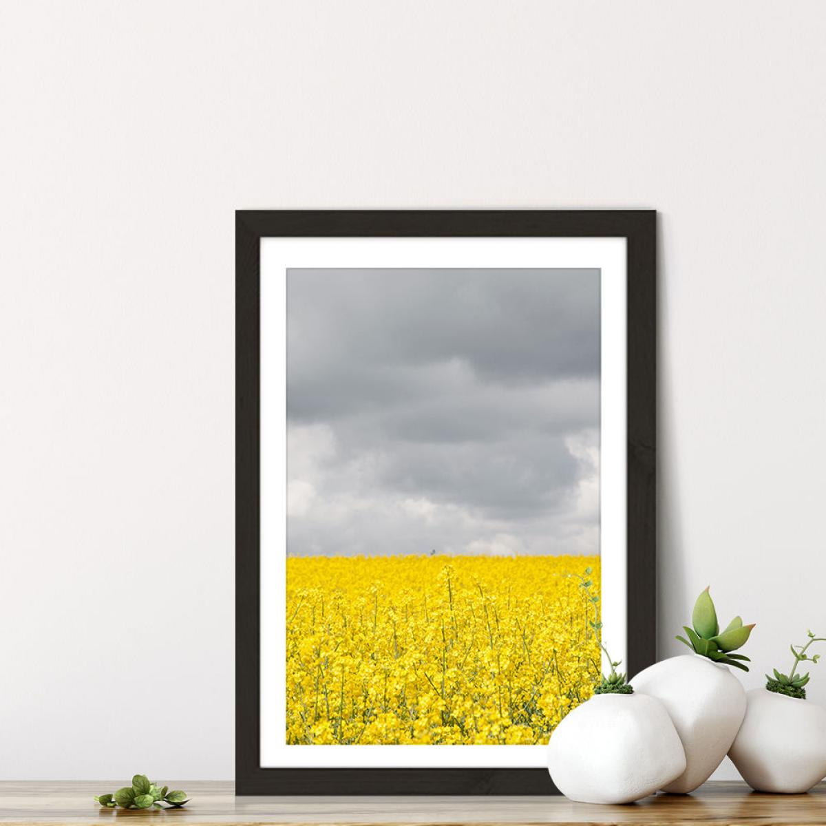 Grey and Yellow Fields Art Print Black Frame – image 7