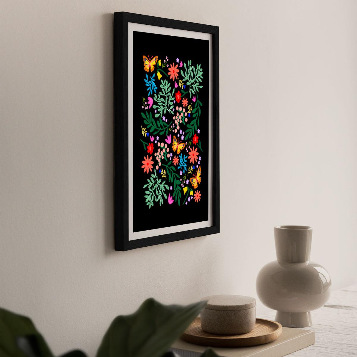 Flowers In My Garden Black Art Print Black Frame – image 6