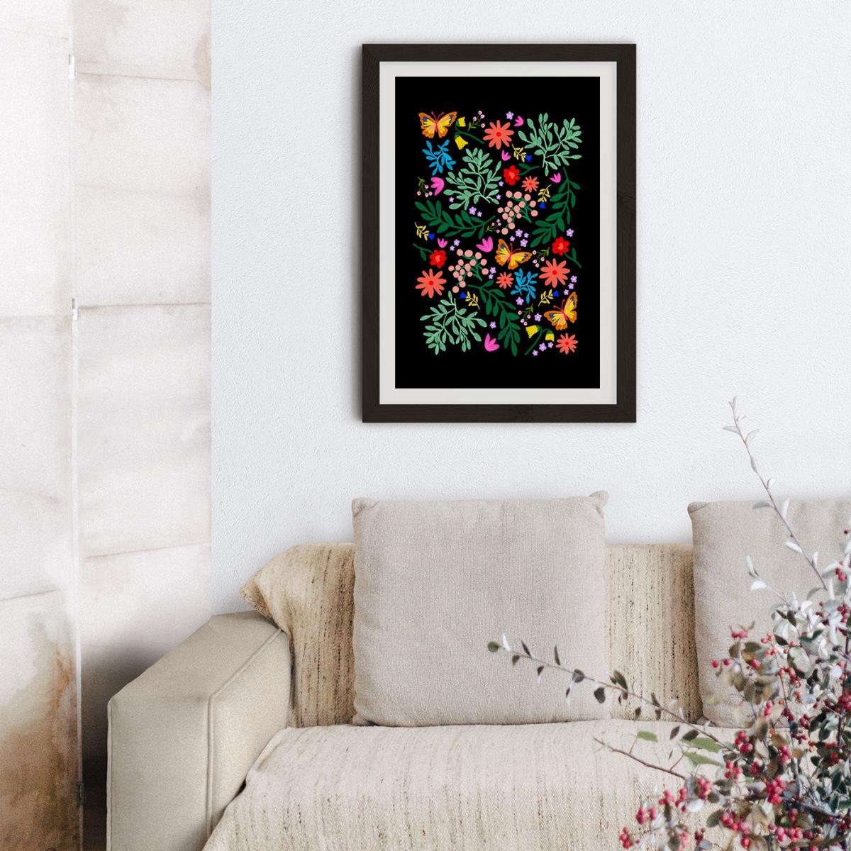 Flowers In My Garden Black Art Print Black Frame – image 8