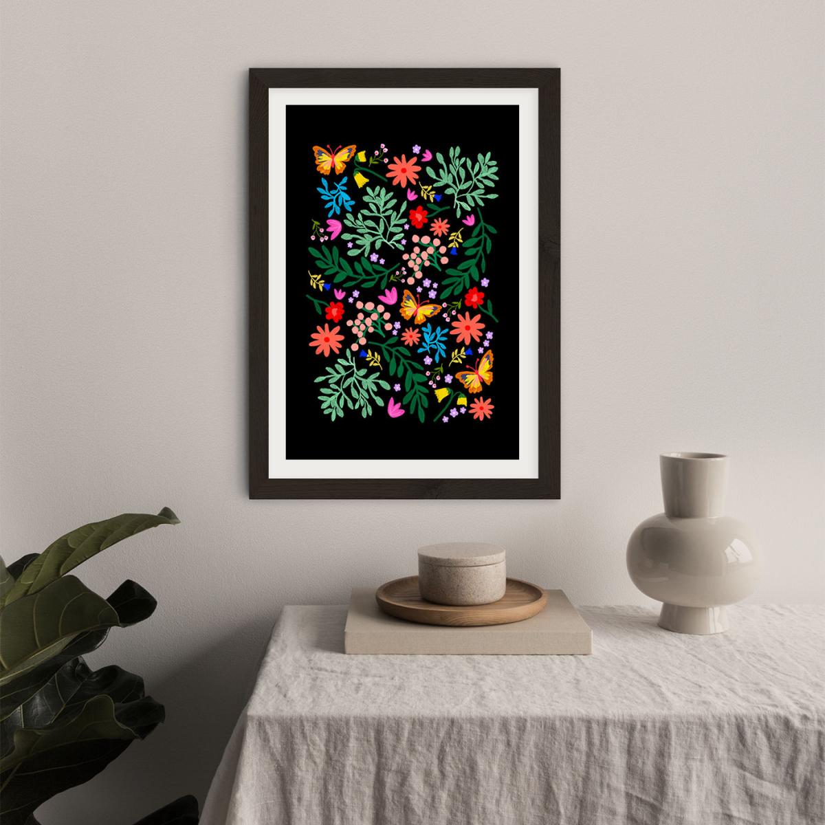 Flowers In My Garden Black Art Print Black Frame – image 10