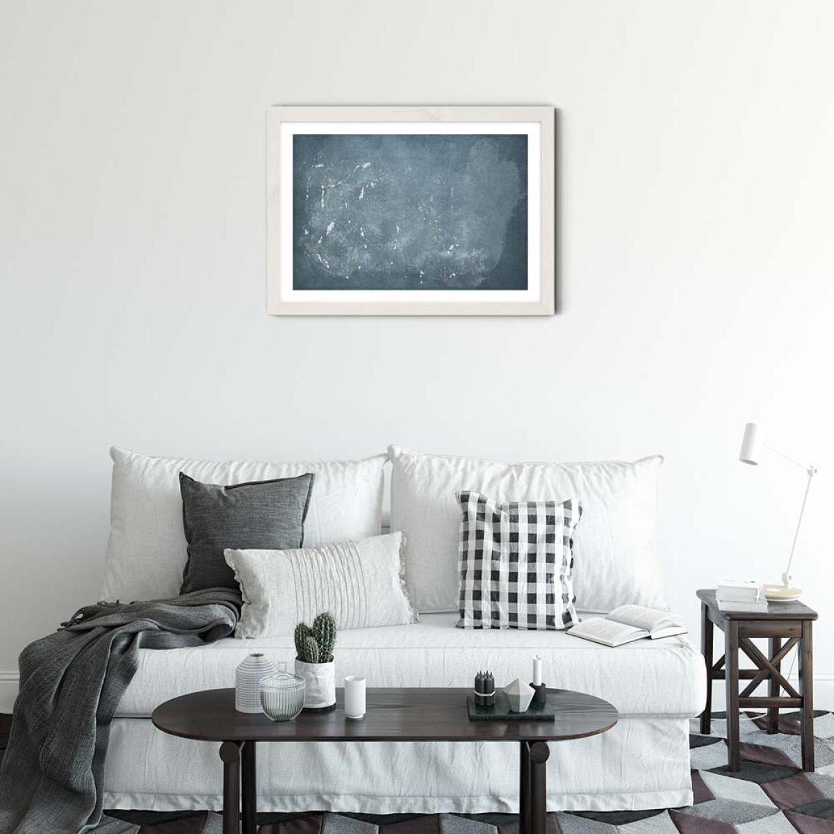 Minimal Abstract Blue 04 Art Print White Frame – image 2