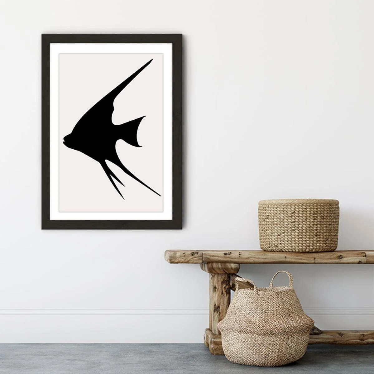 Gold Fish Monochrome Art Print Black Frame – image 4