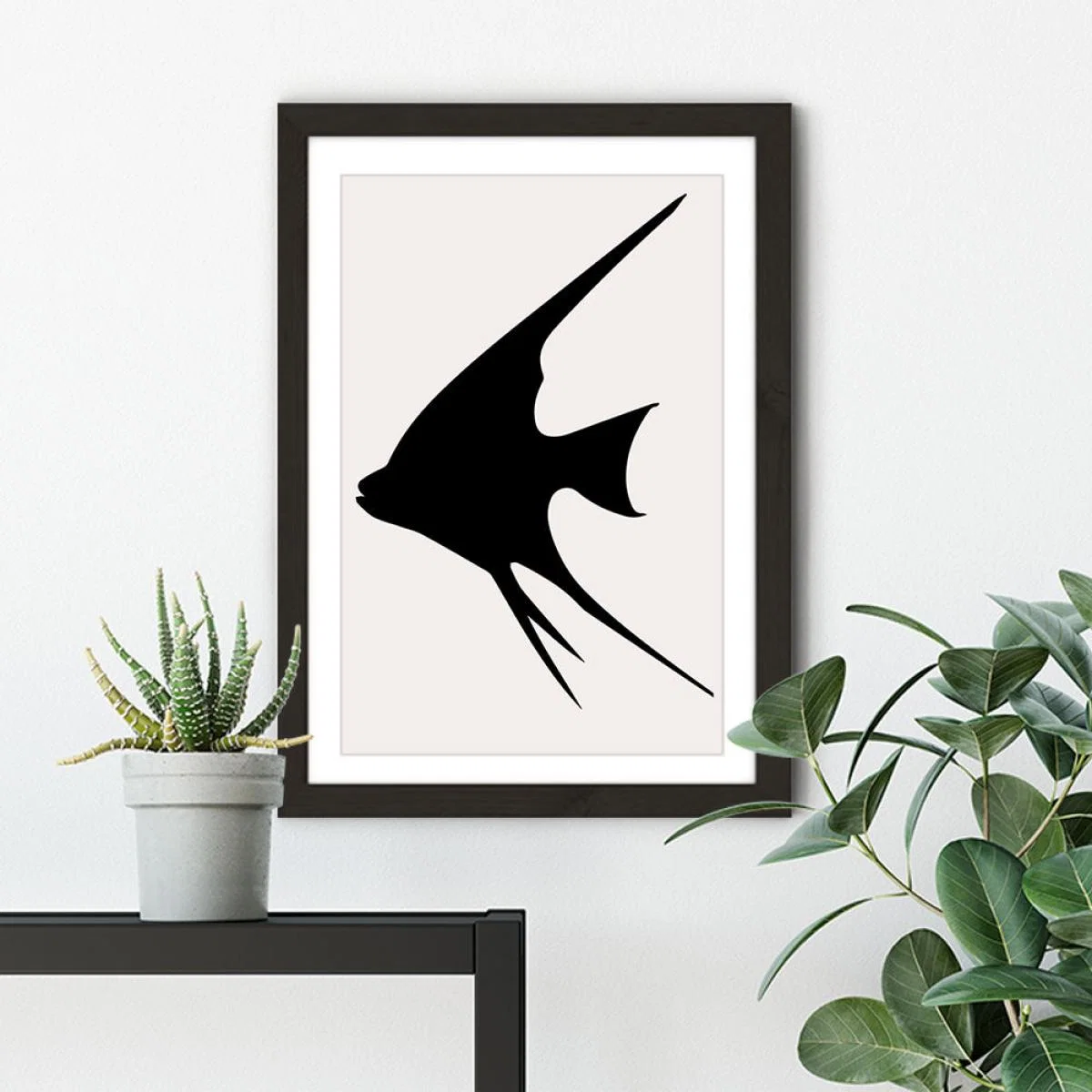 Gold Fish Monochrome Art Print Black Frame – image 5