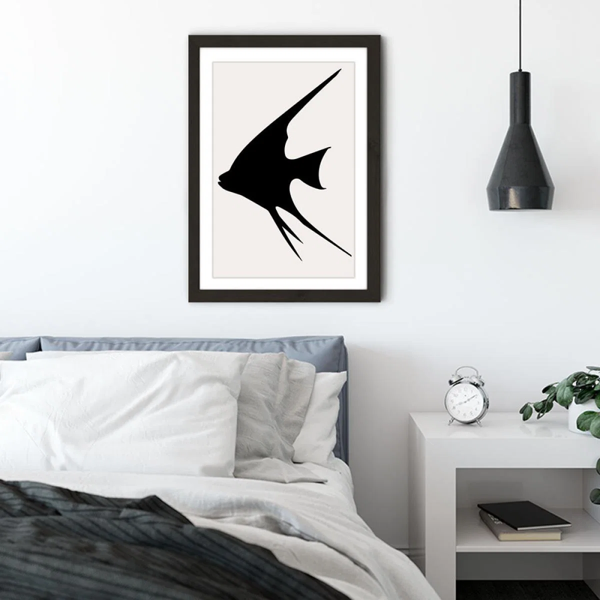 Gold Fish Monochrome Art Print Black Frame – image 6
