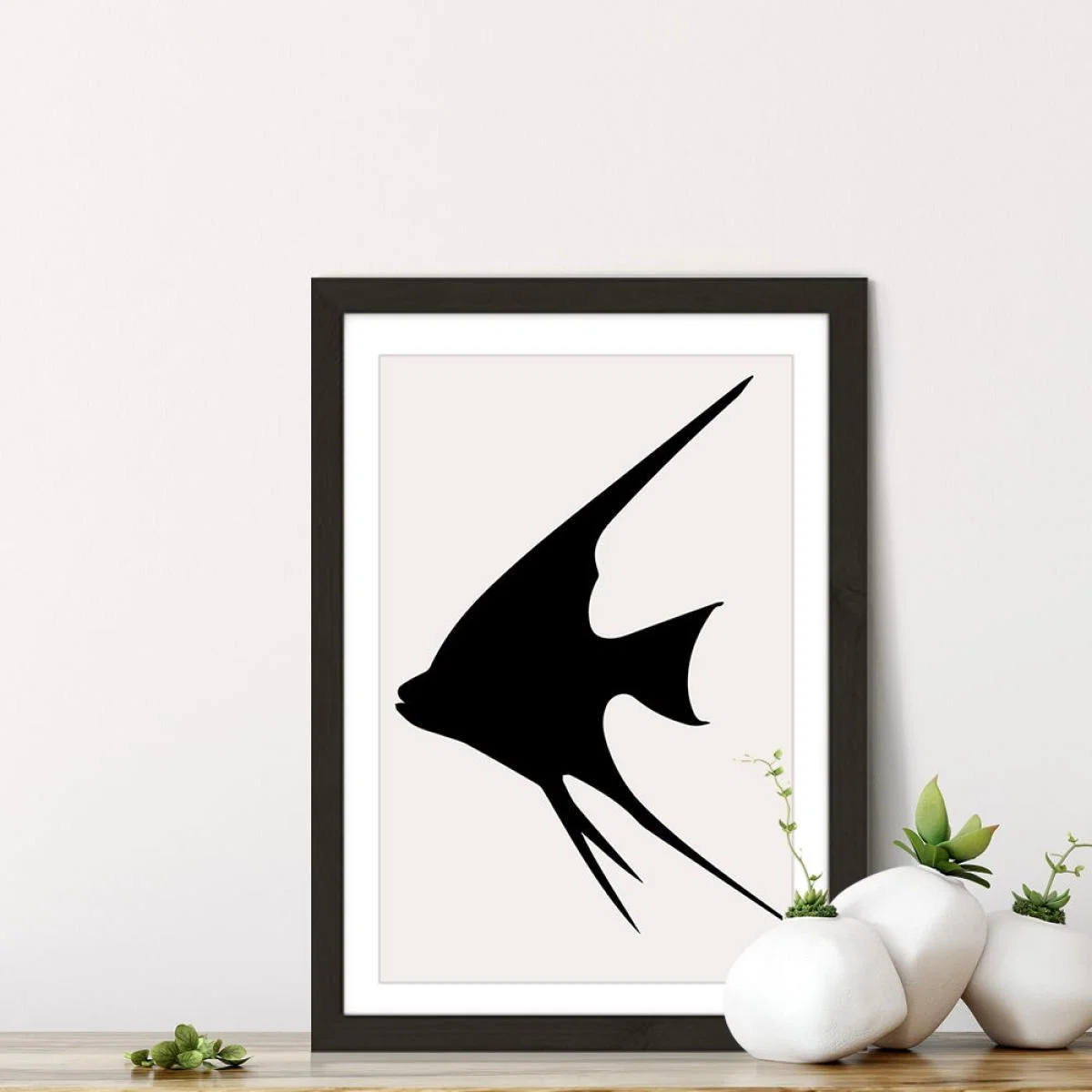 Gold Fish Monochrome Art Print Black Frame – image 7