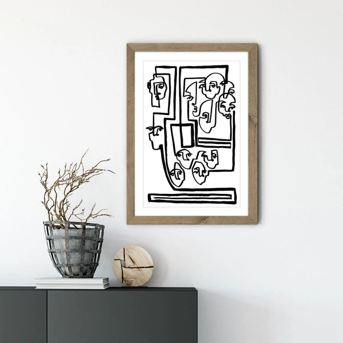 Face Book V Art Print Oak Frame – image 2