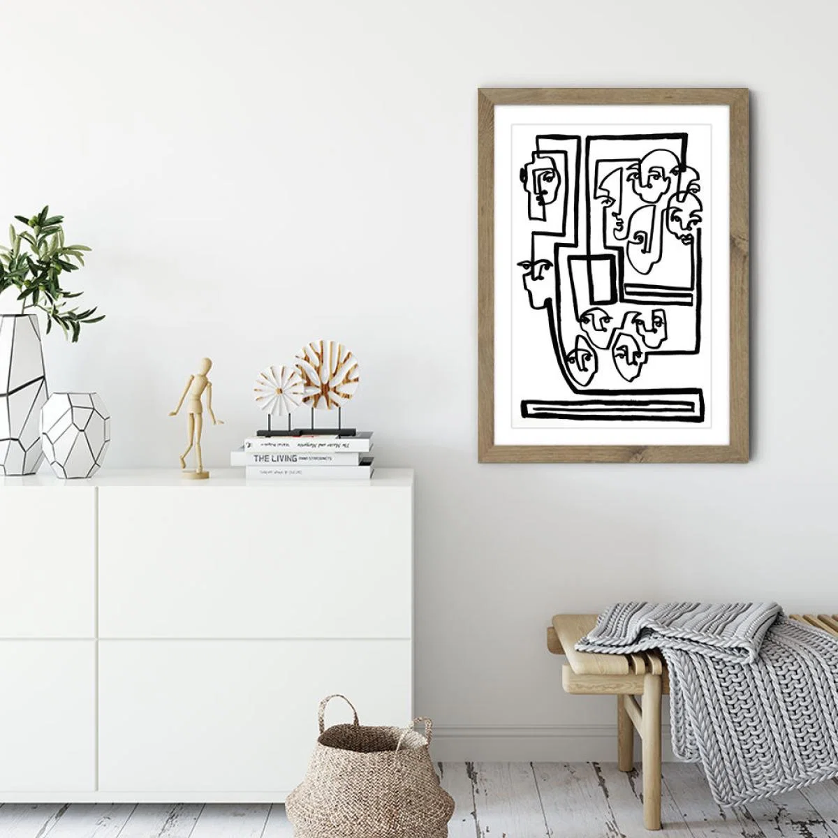 Face Book V Art Print Oak Frame – image 3