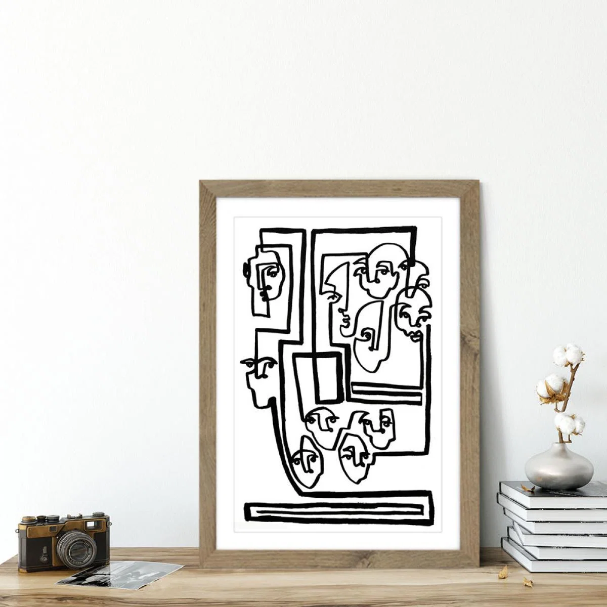Face Book V Art Print Oak Frame – image 4