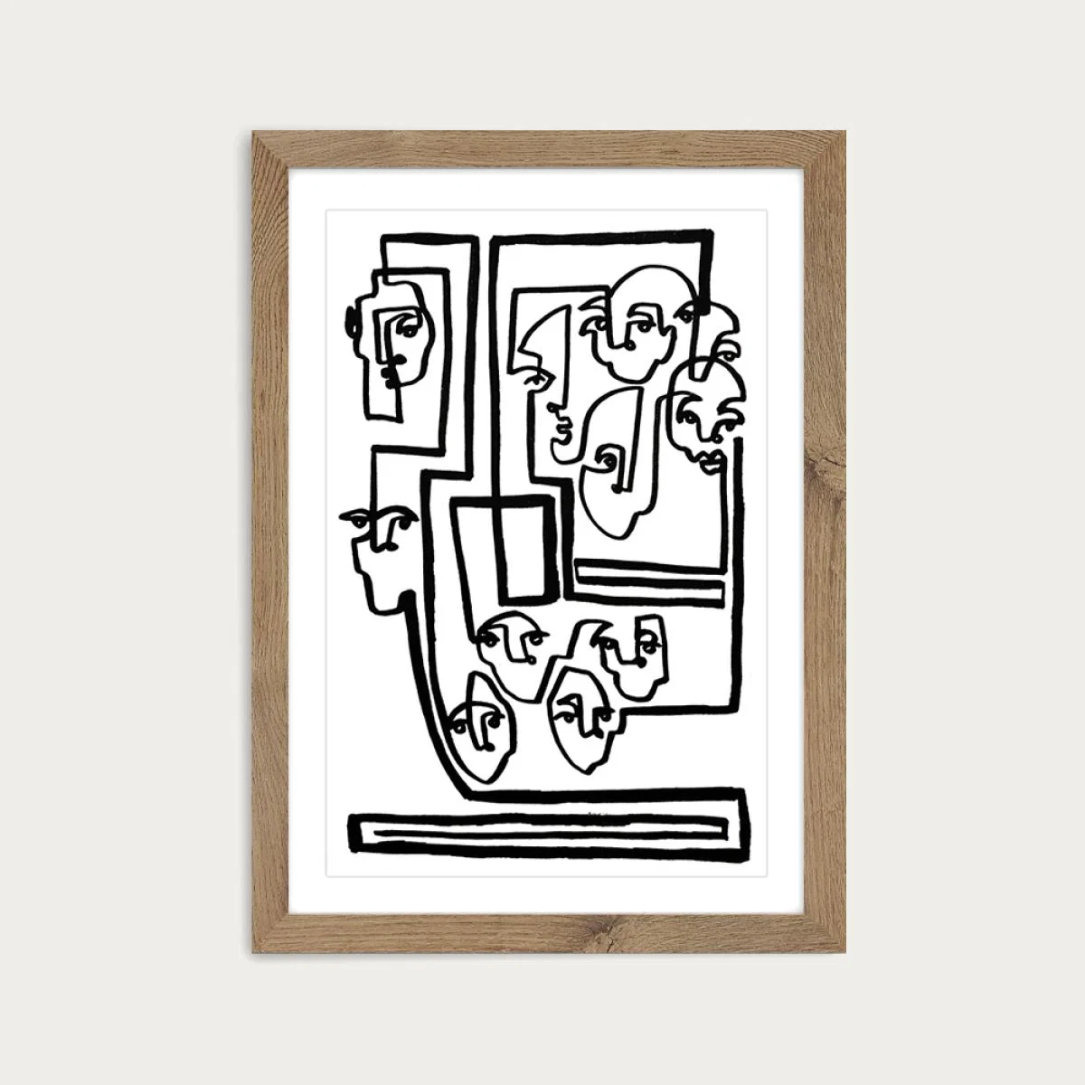 Face Book V Art Print Oak Frame – image 1