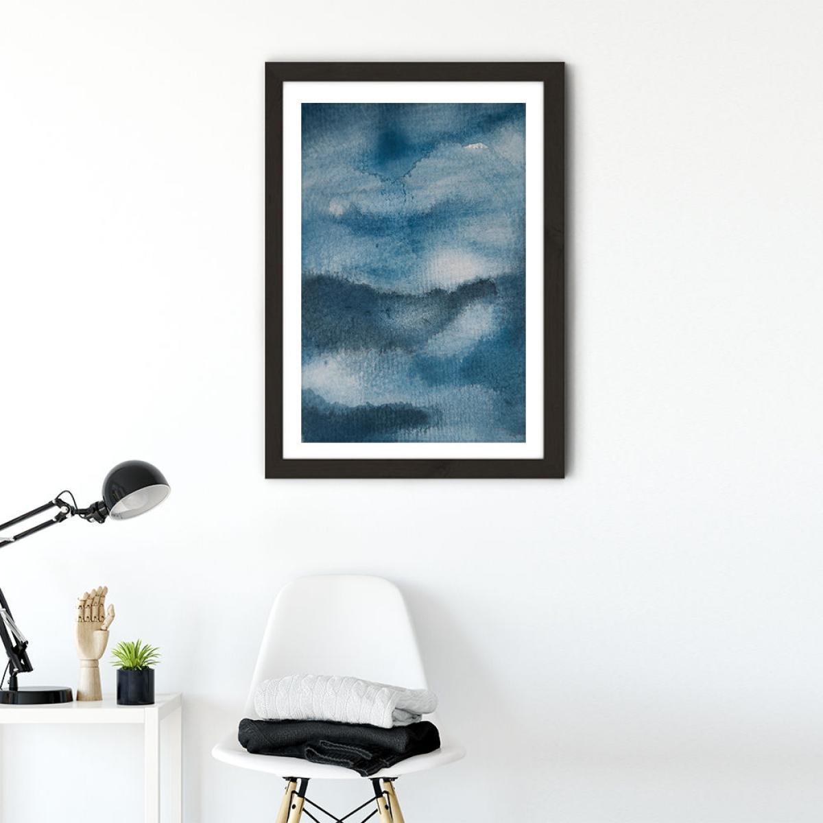 Aquarelle Meets Pencil - Ink Clouds Art Print Black Frame – image 2