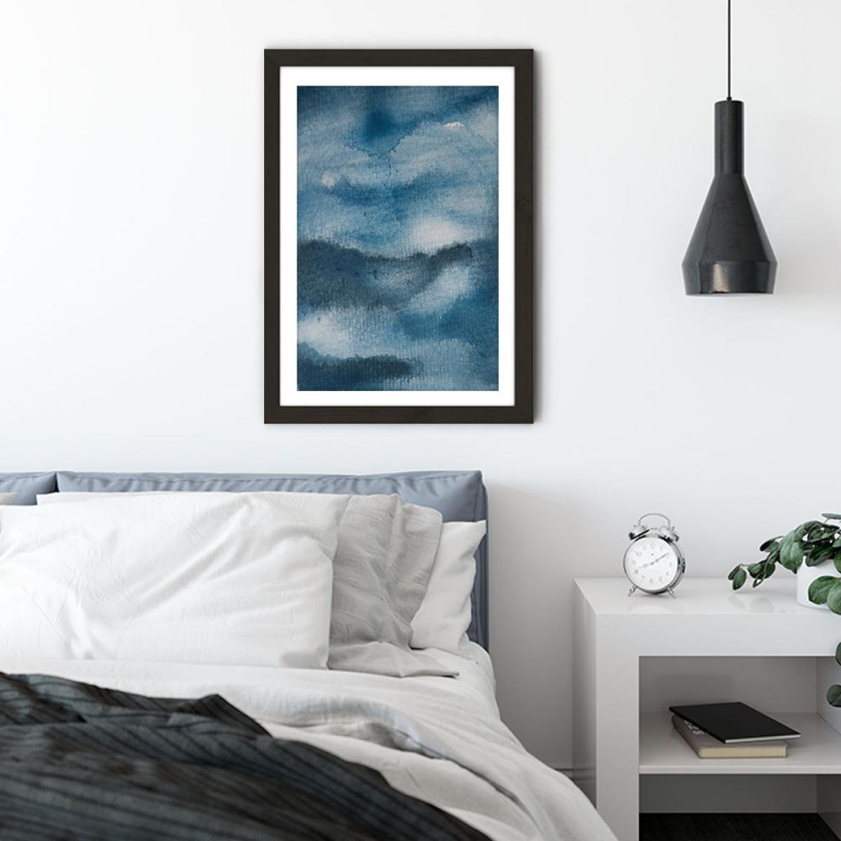 Aquarelle Meets Pencil - Ink Clouds Art Print Black Frame – image 3