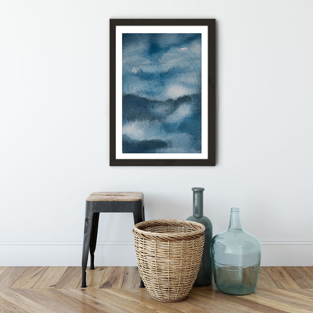 Aquarelle Meets Pencil - Ink Clouds Art Print Black Frame – image 4